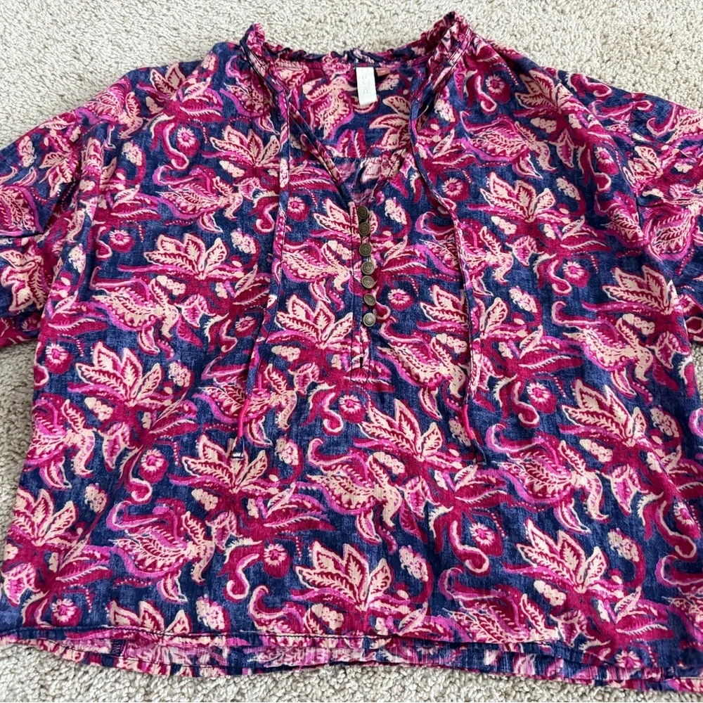 Anthro Pilcro Lucille Peasant Blouse XS Boho Flowy Top
